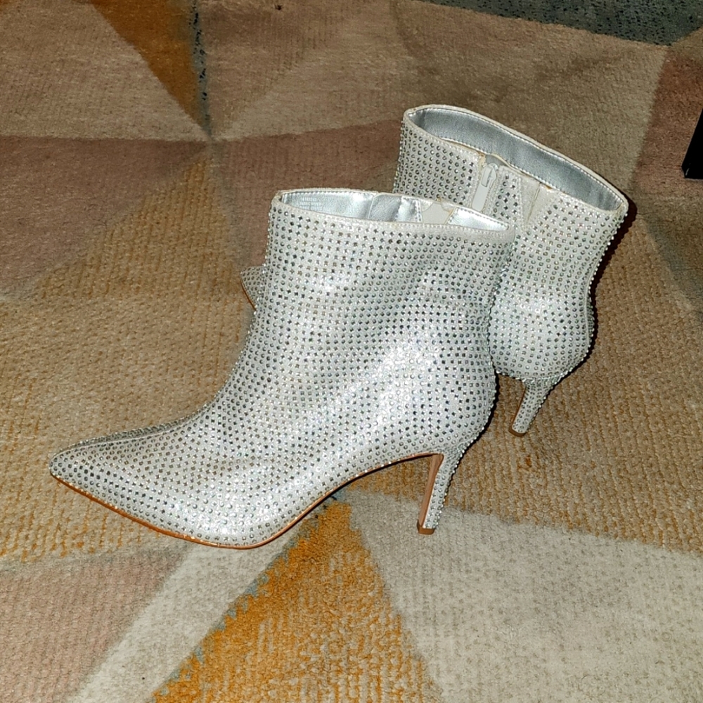 Torrid Silver Crystal Heeled Booties
